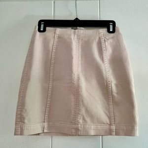 Free People high waisted jean mini skirt, pale pink